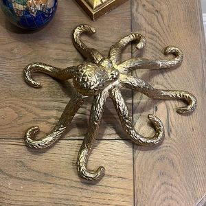 Gold Metal Octopus Shelf Decor